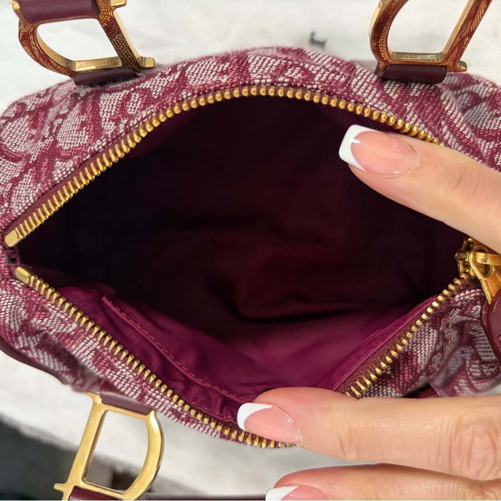 AUTHENTIC Dior Wine Red Monogram Mini Handbag - image 2